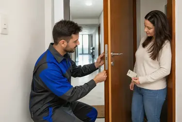 Chaveiro abrindo uma porta com ferramentas específicas em Itu.